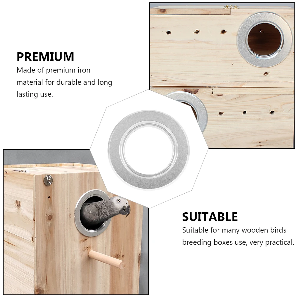 

5PCS Birds Breeding Box Anti-bite Ring 65mm Hole Protective Metal Guard Rings for Wooden Nest Cage Accessories Supplies