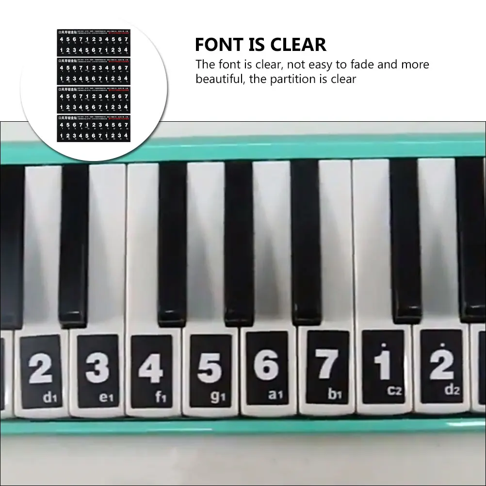 

4pcs Melodica Keyboard Pitch Stickers Practice Stickers For Beginners Clear Notation Labels Durable Self-Adhesive Key Markers