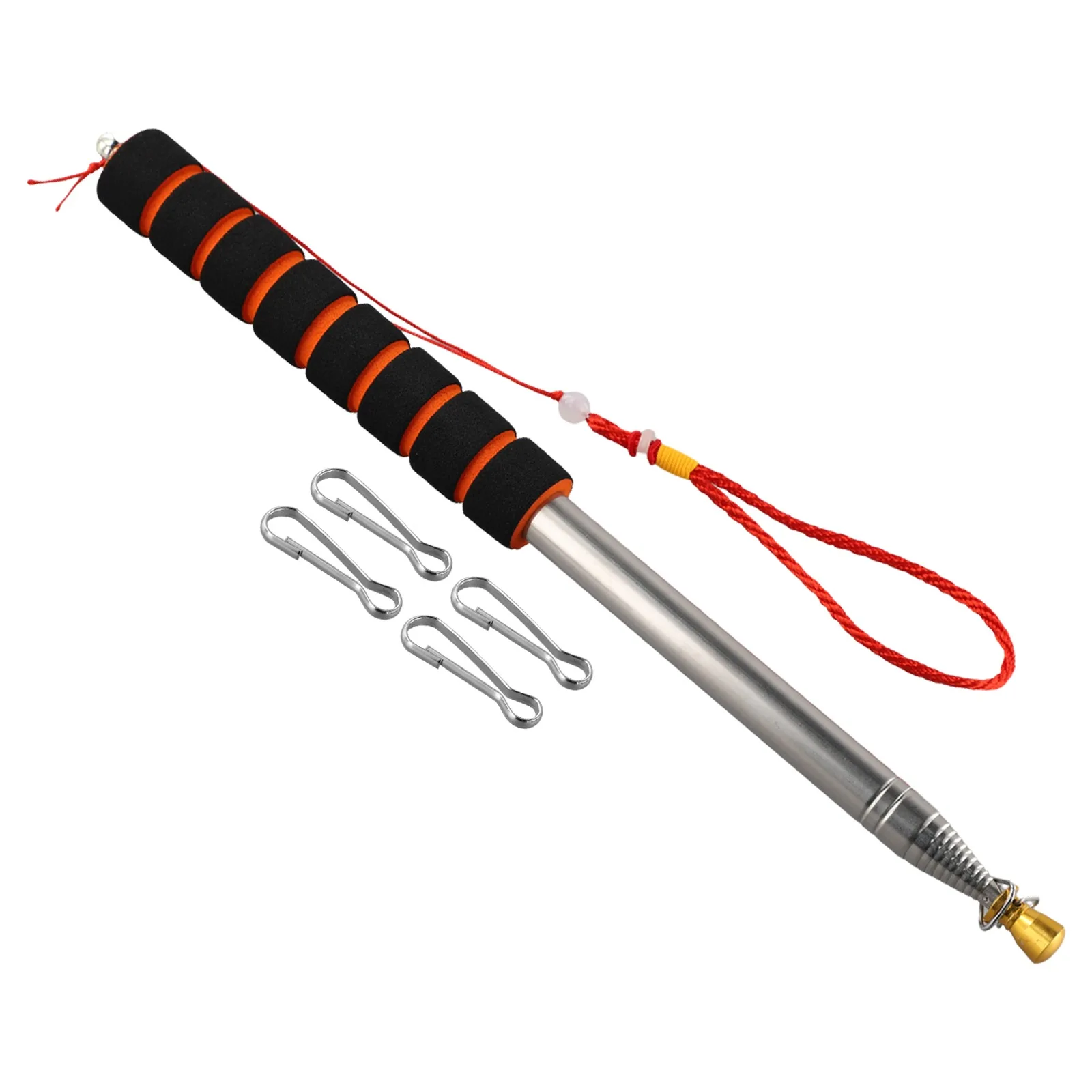 Asta de bandera telescópica de mano de 3 metros con 4 Clips, asta de bandera de mano, guía turística, mástil de bandera, puntero para profesores, asta de bandera telescópica