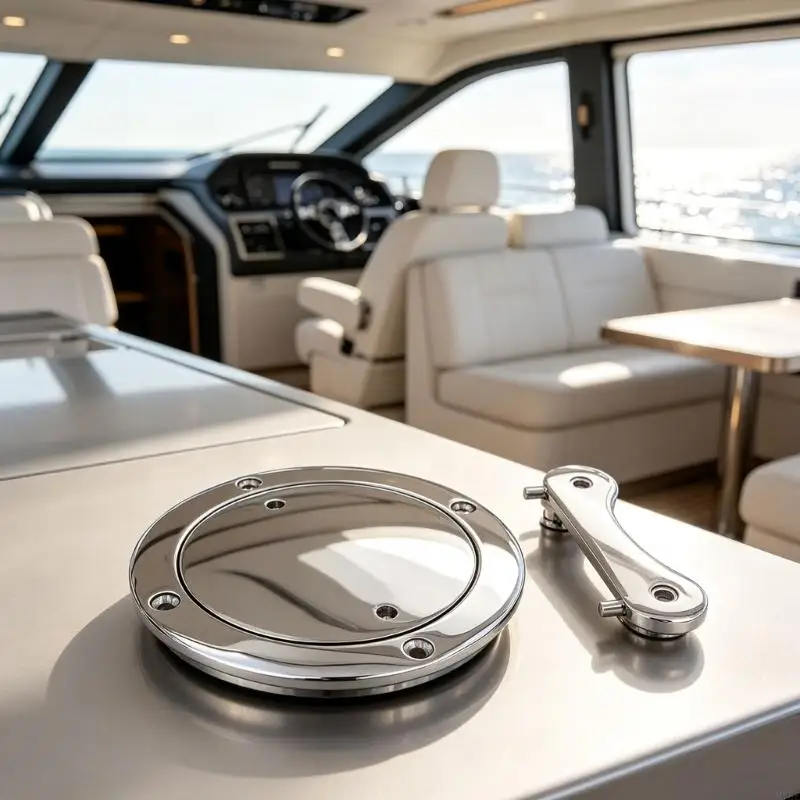 M76E Threaded Marine Deck Access Lid with Flush Mount Steel Plate
