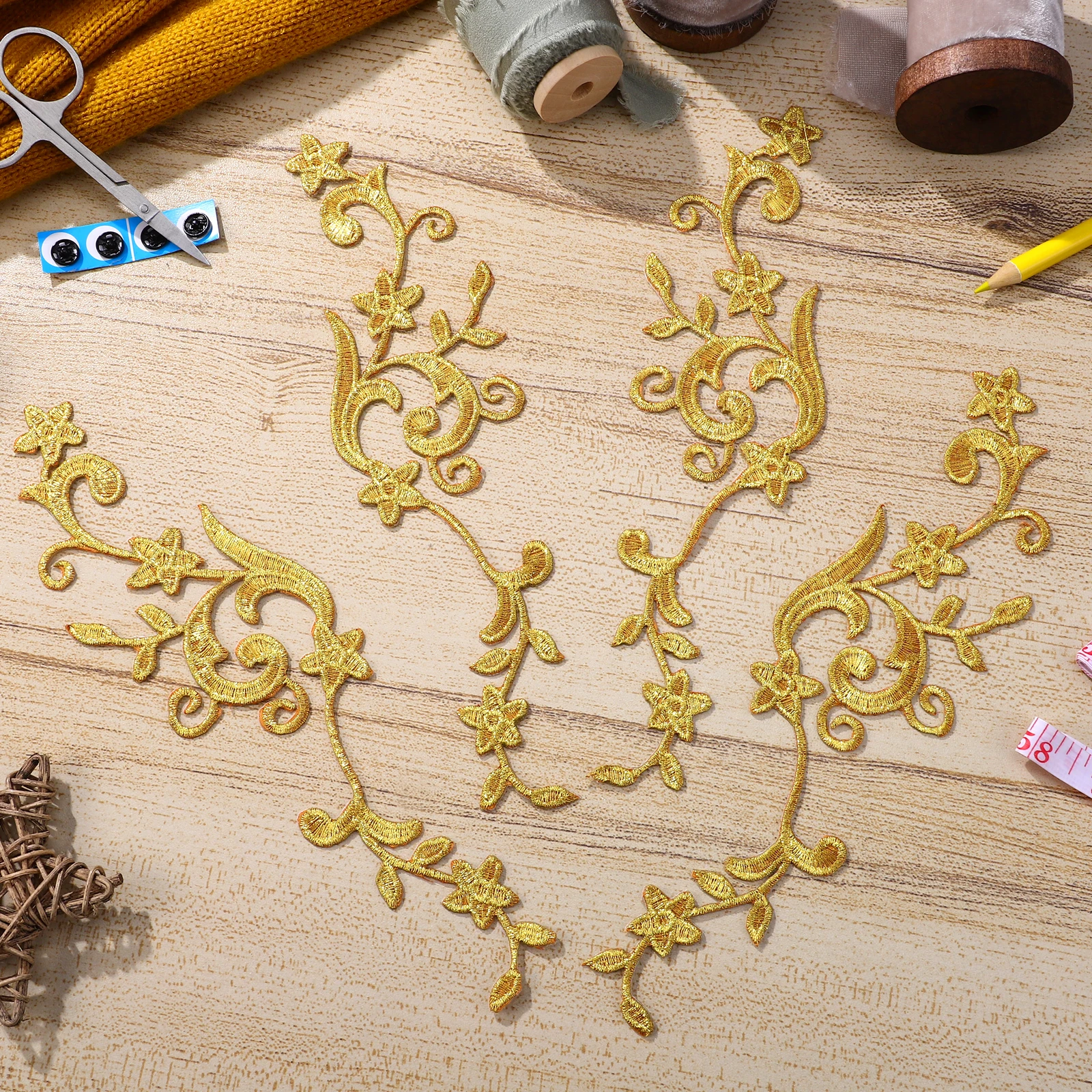 

5 Pairs Embroidered Appliques Iron On Patches for Jeans Bride Clothes Polyester Garment Patches Sewing Craft Gifts