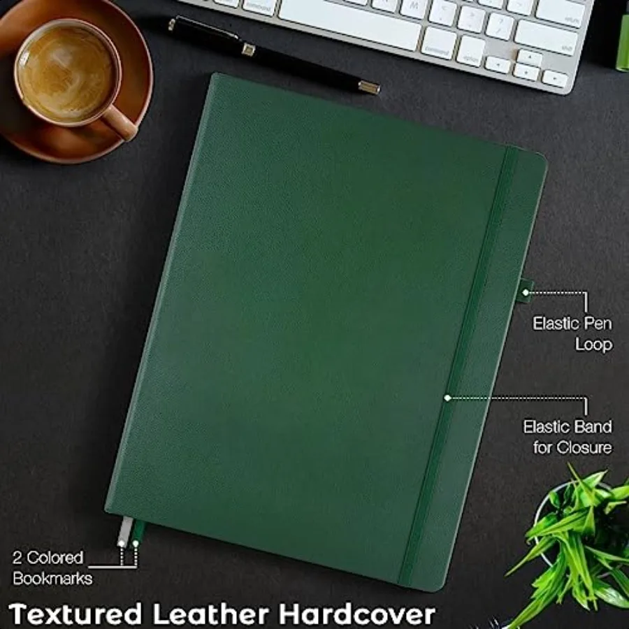 Caderno de papel gráfico caderno de capa dura 8.5x11 grade caderno diário para mulheres homens grandes diários de couro para escrever grosso p