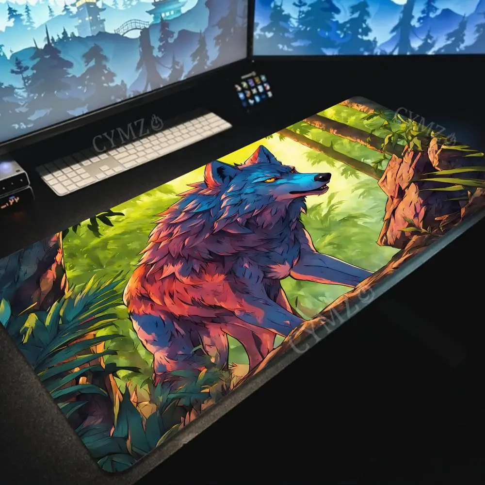 

Digital art Wolf theme Mouse Pad Desk Mat gaming mats rubber anti-slip Durable pc accessories keyboard mouse pads maus pad rug