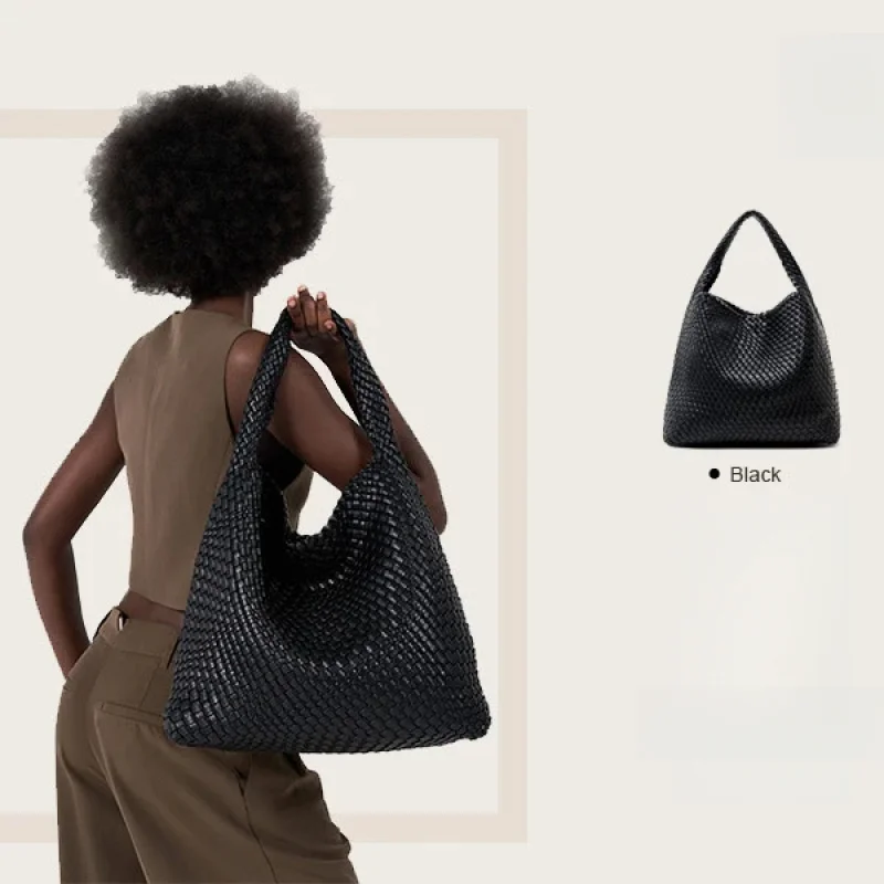 Woven Tote Bag for  Large Woven Handbag Soft Leather Shoulder Bag Work Shopper Summer Beach Travel  with Purse