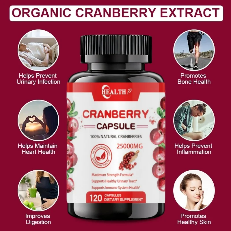 HEALTH Cranberry Concentrate Extract Vitamin C 30000 Mg 120 Caps Triple Potency NonGMO