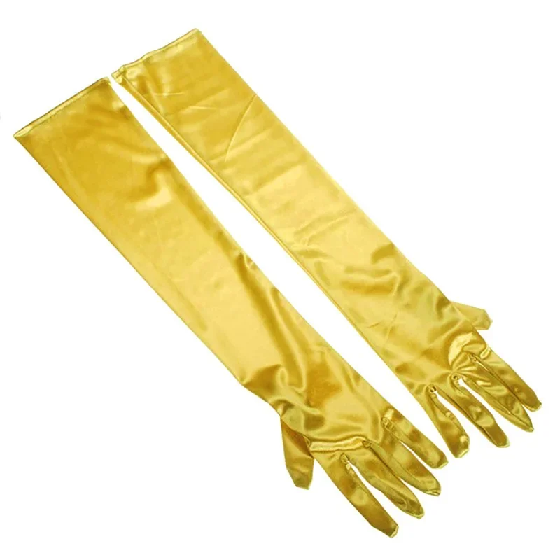 Long Extra Full Finger Satin Wedding Bridal Gloves Colorful Prom Opera Performance Dance Gloves