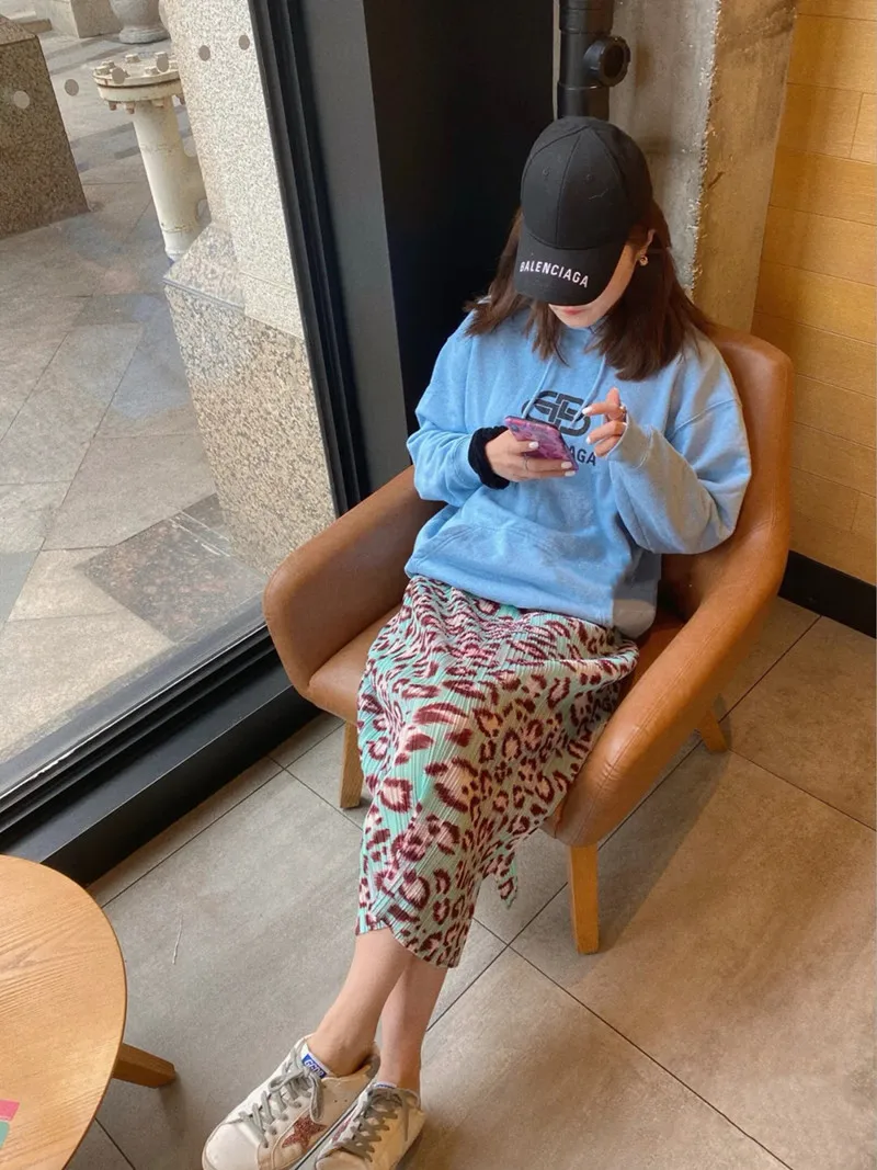 

High Waist Midi Pleated Leopard Print Skirt Women's Summer Fashion Half Body Skirt A-Line Silhouette Novelty Polyester Fiber