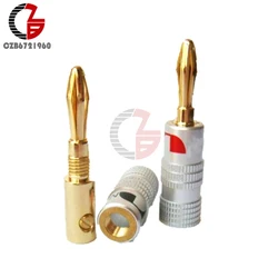 24K Gold Plated Speaker Banana Plug Pure Copper Audio Jack Sound Connector Intermediate Audio Connector