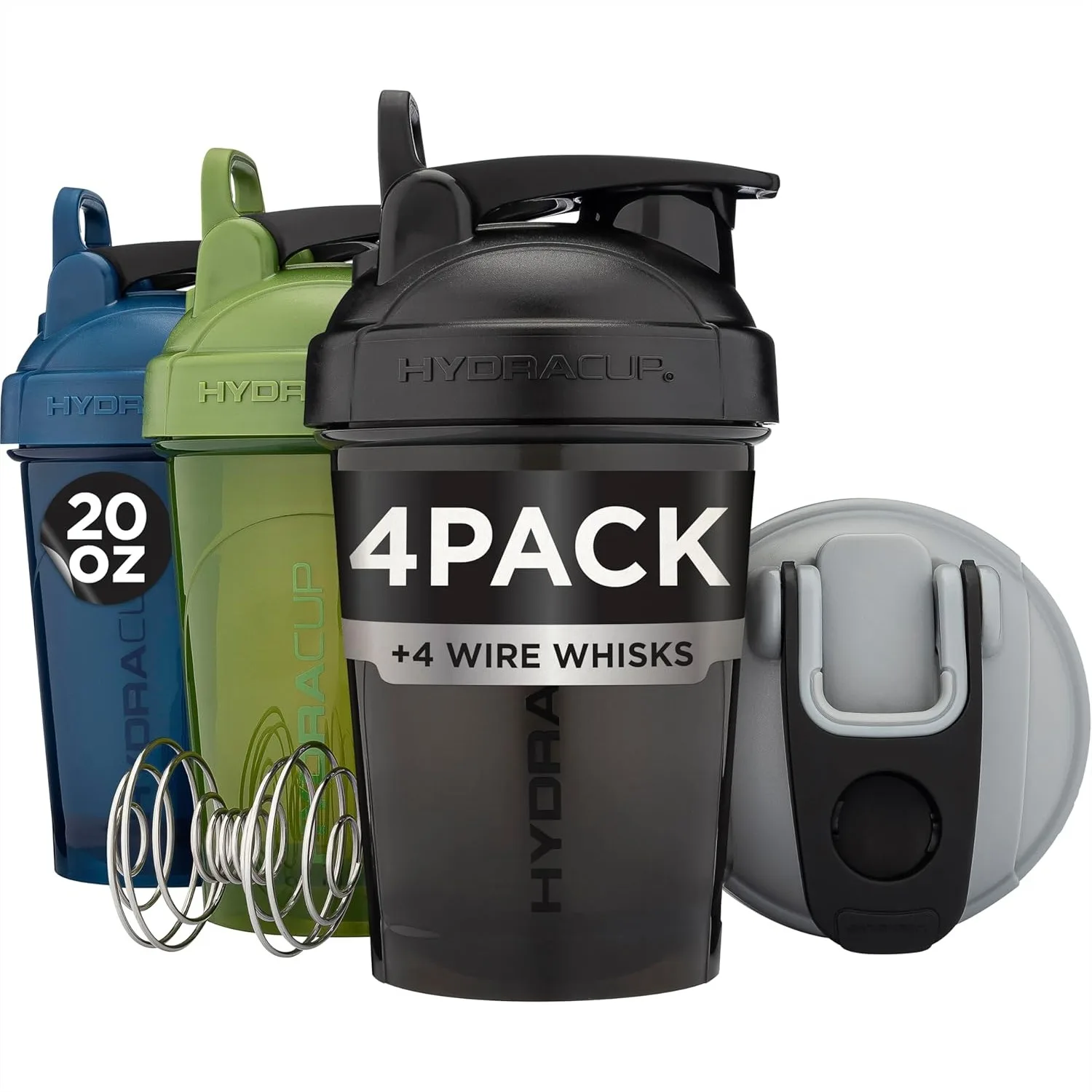 

20 oz Shaker Bottles 4 Pack for Protein Shakes, BPA Free Leak Proof Mini Shaker Cups with Whisk and Mixing Grid, Compact Design