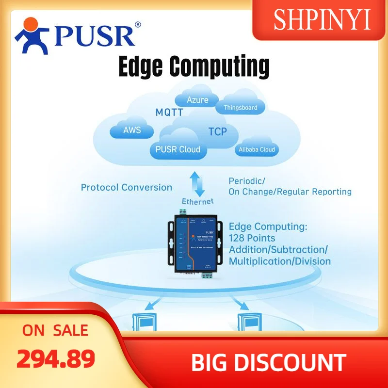 

PUSR RS232 RS485 to Ethernet Modbus Шлюз MQTT Шлюз Edge Computing Modbus RTU USR-TCP232-410S-H7