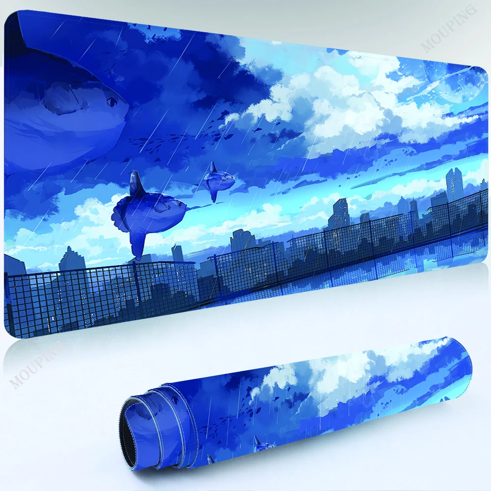 

Mousepad Blue Setup Gamer Accessories Pad on The Table Anime Mouse Mats Art Table Desk Mat Pc Gaming Keyboard Pad Rug Deskmat