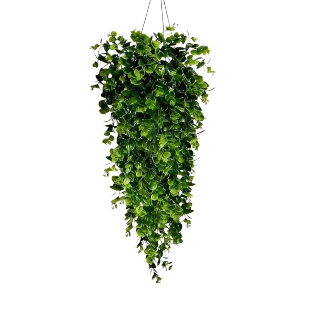 5 Forks Artificial Eucalyptus Leaf Vine Plastic Long Vines Penny Leaf Decor Plant UV Resistant Dark Style Fake Trailing Greenery