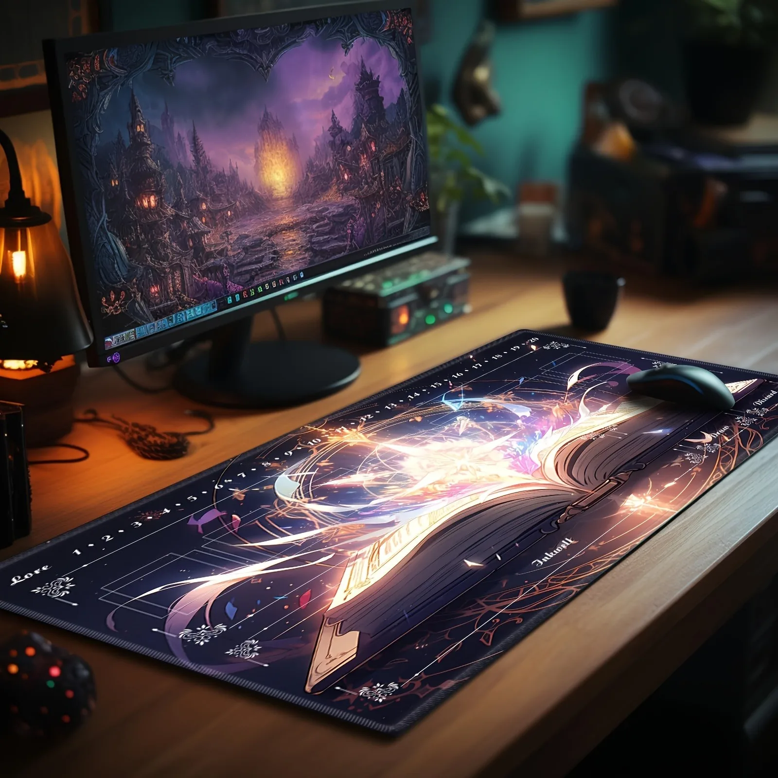 DIY Custom Lorcana TCG CCG Table Play Mat Stitched Edges, Rules Zones Anime Trading Card Mat Multifunctional Mouse Pad