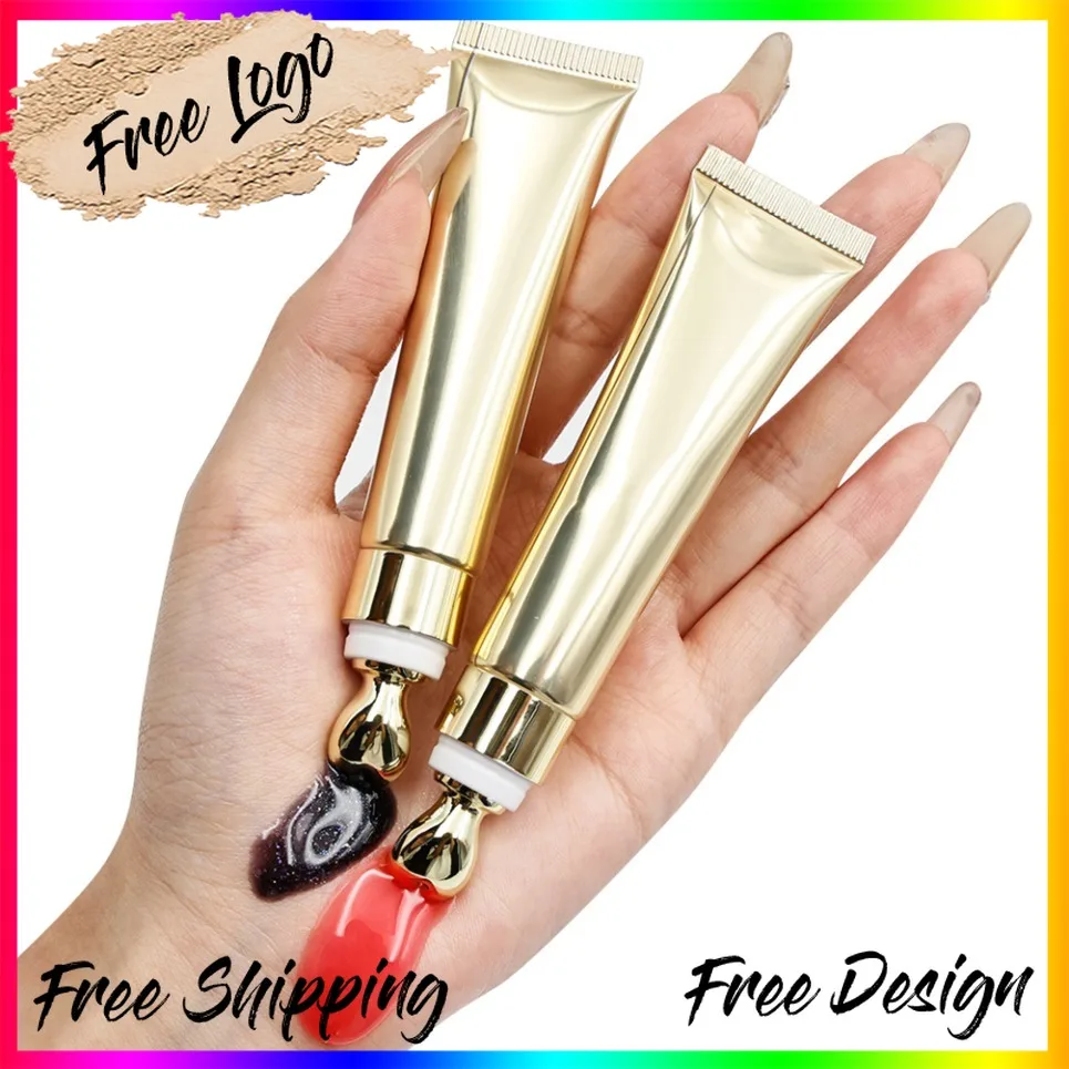 شعار مخصص زيت الشفاه النباتي 15 مللي أنبوب الضغط ملمع الشفاه ملمع الشفاه المتغير اللون بلسم الشفاه بالجملة العلامة الخاصة