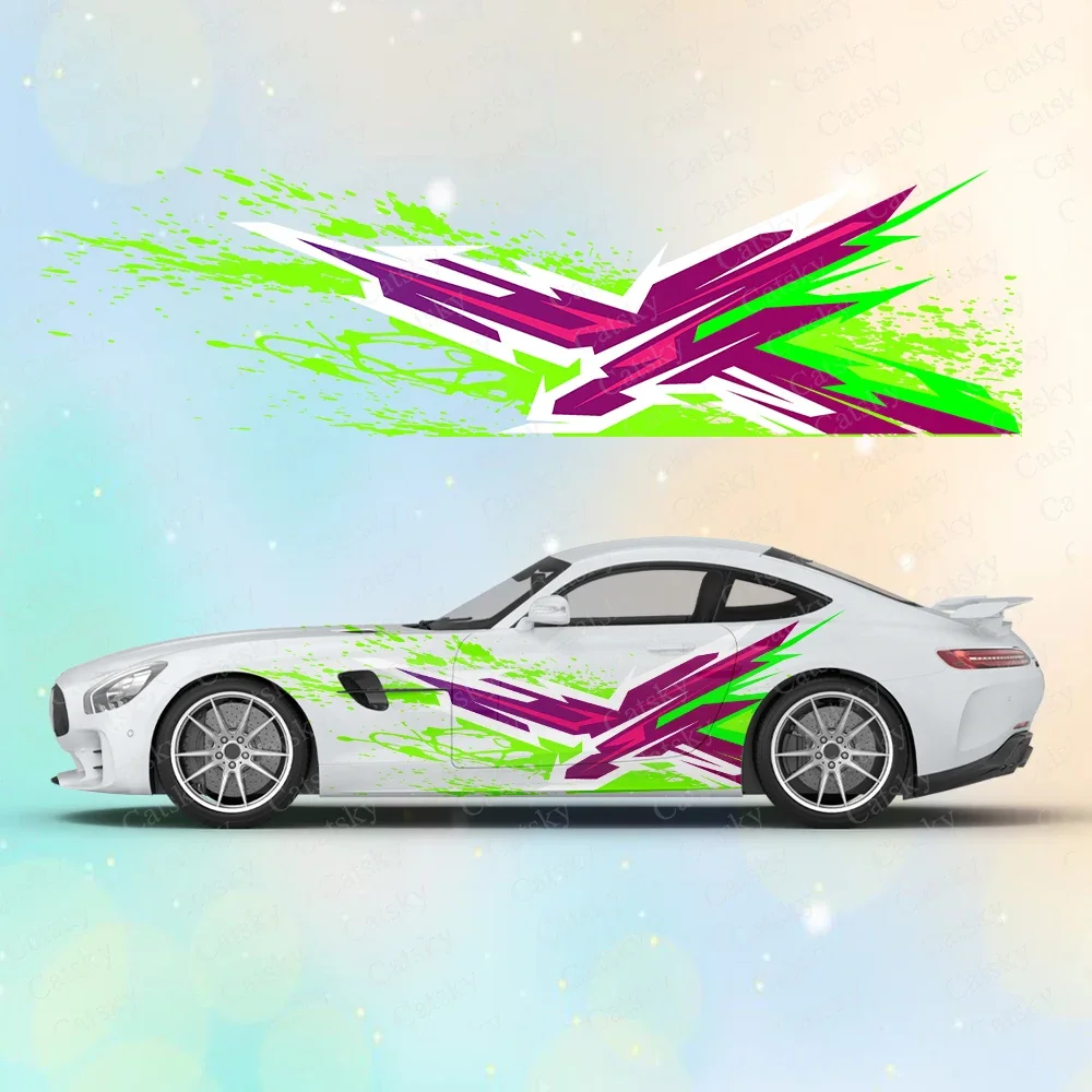 X-stripe Racing Pattern Car Body Sticker Anime Itasha Vinyl Car Side Decal Sticker Car Decor Sticker Cars Protective Film