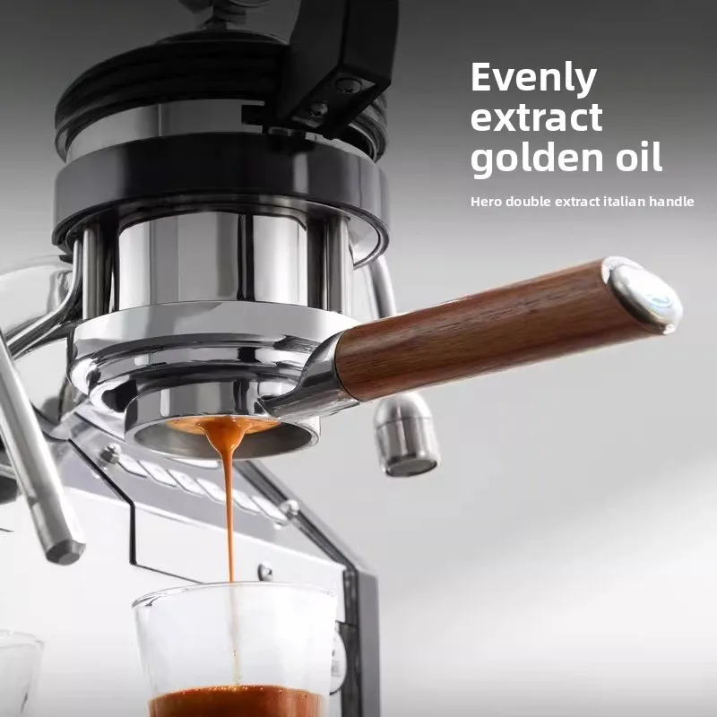 Double Extract Espresso Machine Handle 58mm Wood Handle Bottom Extract Stainless Steel