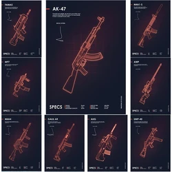 Neon Weapons Ak 47 Gun Cs Go Poster Canvas Painting Shooting Game Gun Wall Picture For Army Fan Room Wall Home Decor