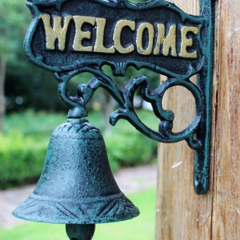 rural retro welcome double-sided listing doorbell cast iron wrought iron doorbell hand ring bell