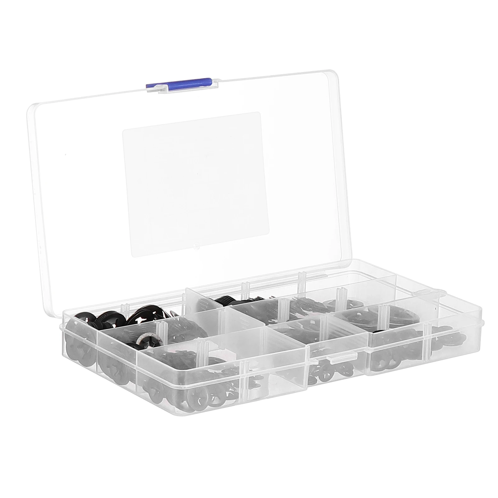 

340pcs 7 Black Washer Assortment Kit Durable Metal Fasteners For Internal Tooth Washer Indoor Outdoor Use Storage Box