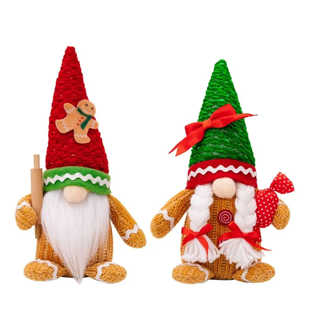 

Long Hair/Long Beard Christmas Elf Dwarfs Dolls Rolling Pin Handmade Gingerbread Dwarf Dolls Plush Cartoon