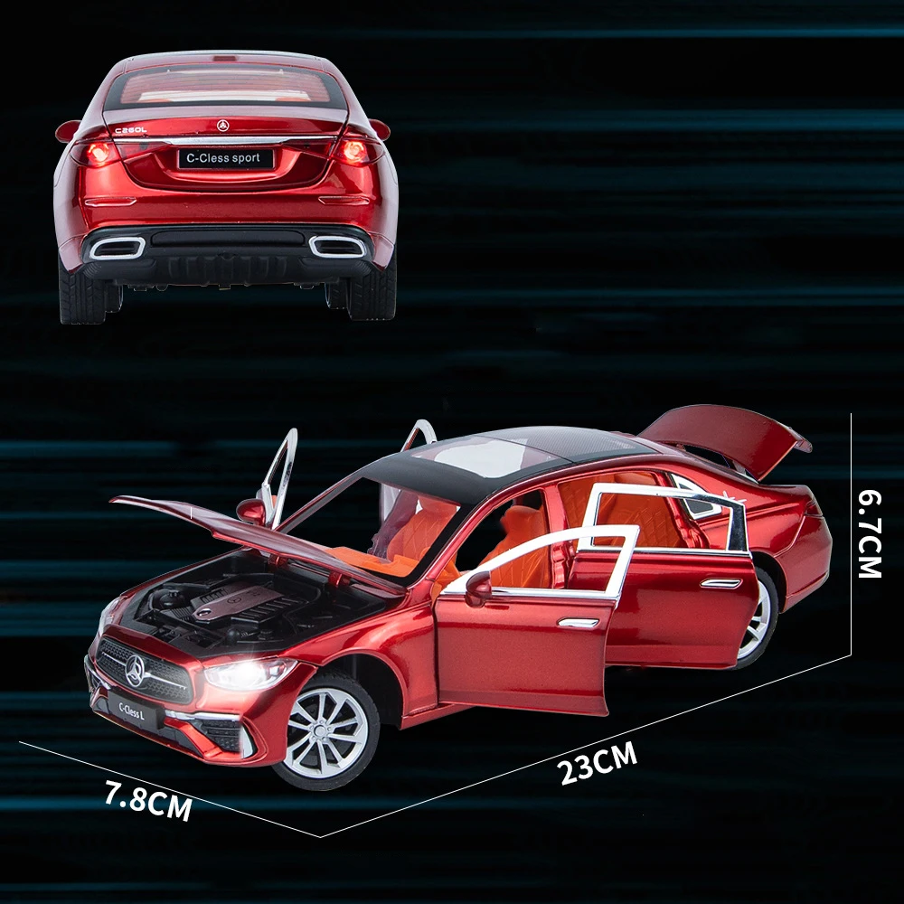 Coche de aleación Clase C BENS C260, escala 1:24, fundido a presión y vehículos de juguete, modelo de coche, sonido y luz, coche extraíble, juguetes, regalos