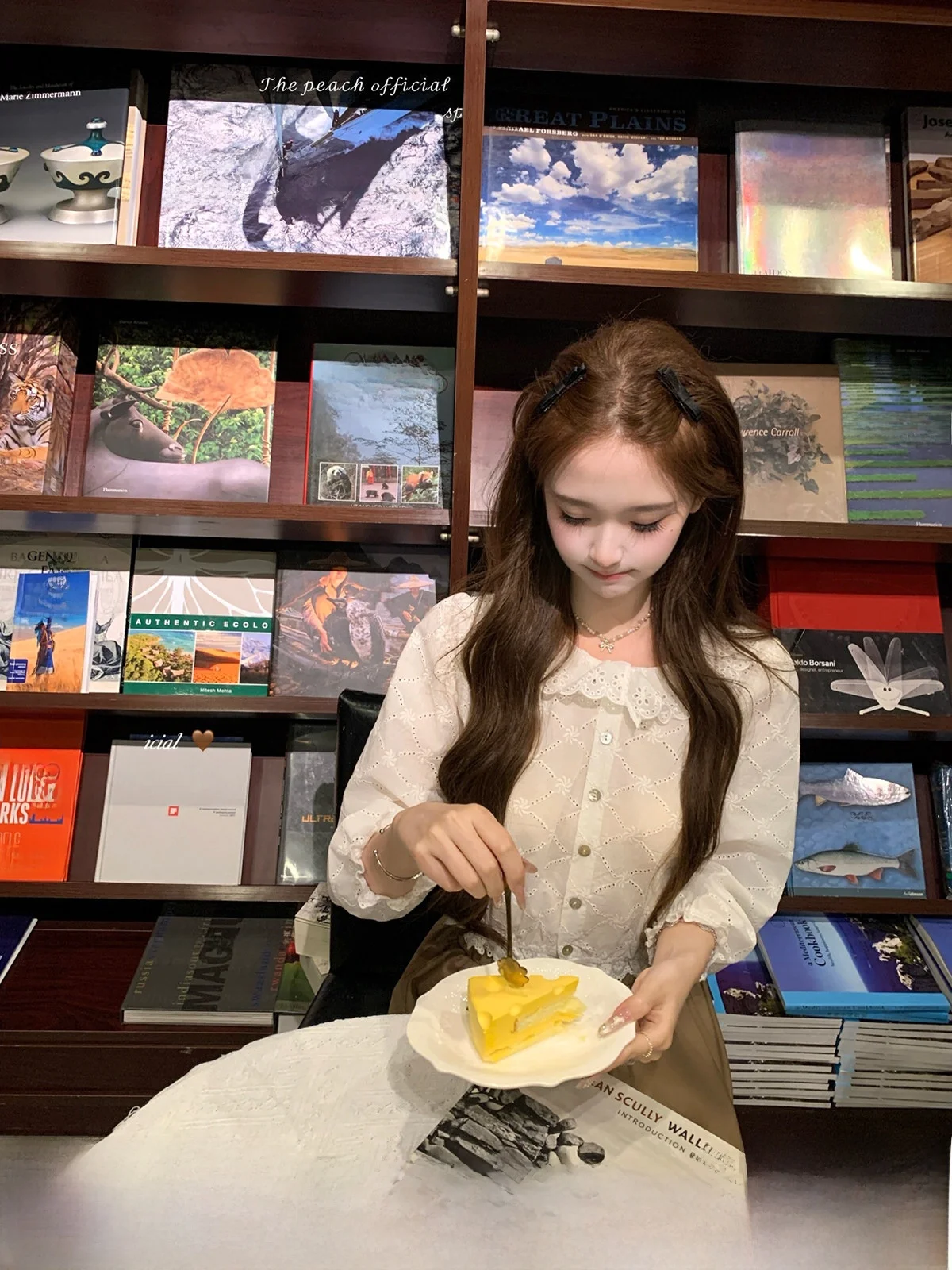 

ThePeachOfficial Винтажный кружевной комплект из чистого хлопка с вырезами: рубашка и юбка для молодых женщин, дышащий, свободный крой, длинный рукав