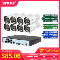 Smar 4K 8MP POE Security Camera System 8CH P2P Video Surveillance Kit Audio Recording Ai Face Detection Color Night Vision ICSEE