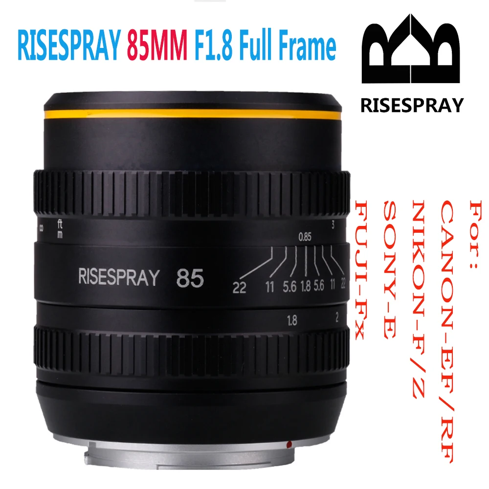 NEW RISESPRAY Full Frame 85MM F1.8 Metal Manual Camera Lens For Canon-EF/RF NIKON-F/Z SONY-E FIJI-FX