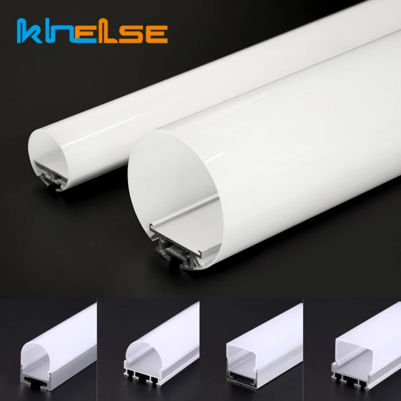 Three-side Glowing LED Aluminum Profile Long Strip Channel Round Square PC Diffuser Bar Lamp For Hanging Linear Strip Light Tube
