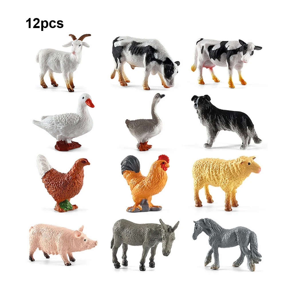 12 Pieces Lightweight Farm Animal Models Waterproof Simulated Animal Cognitive Early Education Tools Open-ended Toys