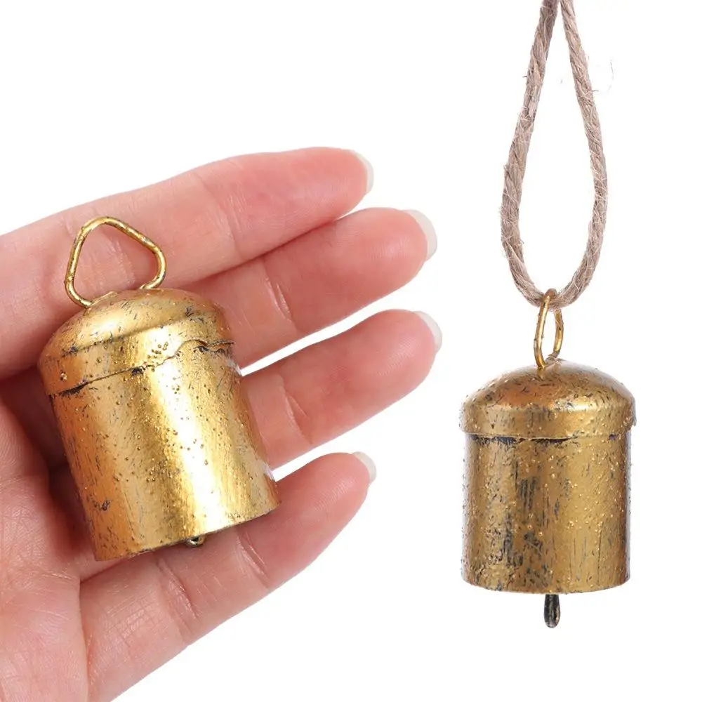 Mini Gold Bell Vintage Christmas Bell Home Wedding Party Decor Indian Tin Bell Christmas Tree Artwork Decor DIY Pet Pendant