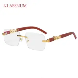 Small Rectangle Rimless Sunglasses Men 2024 Luxury Brand Frameless Leopard Sun Glasses for Women Vintage Square Eyewear Shades