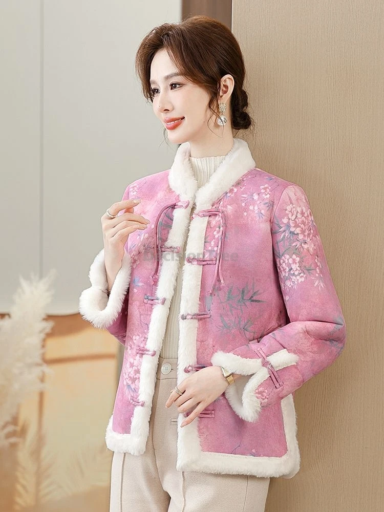 

Новинка 2025 года, элегантный костюм Тан в китайском стиле с пряжкой и кисточкой, винтажное изящное изысканное утолщенное теплое зимнее хлопковое пальто