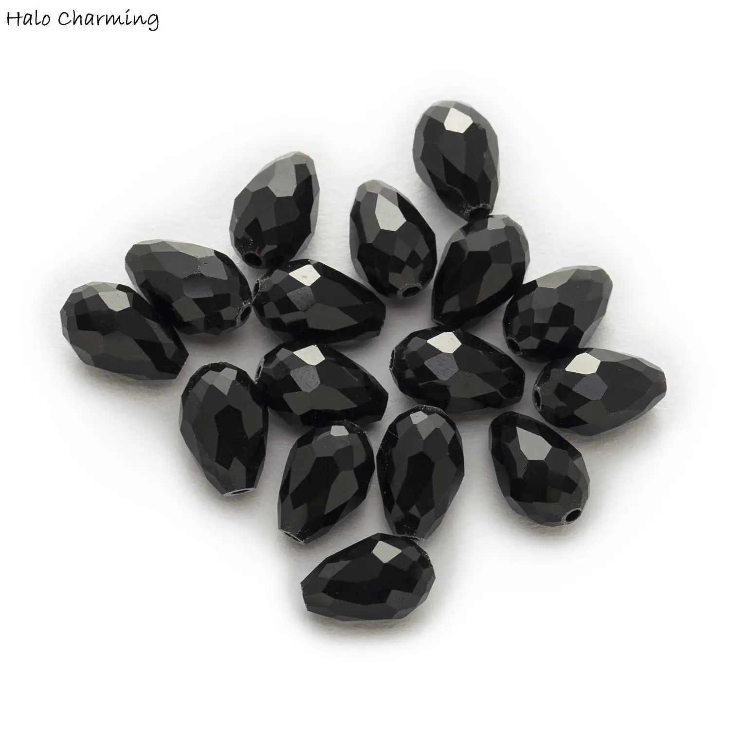 50 قطعة المسيل للدموع قطرة الأسود كريستال زجاج فاصل فضفاض الخرز المعلقات سوار أقراط DIY بها بنفسك مستلزمات صناعة المجوهرات اكسسوارات 12x8mm #1