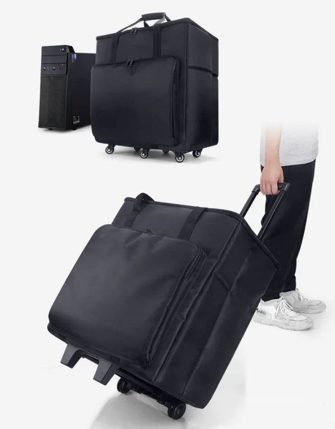 

Trolley Bag for Desktop computer bag storage bag trolley-type keyboard mouse storage bag with wheels Trolley bag for computer