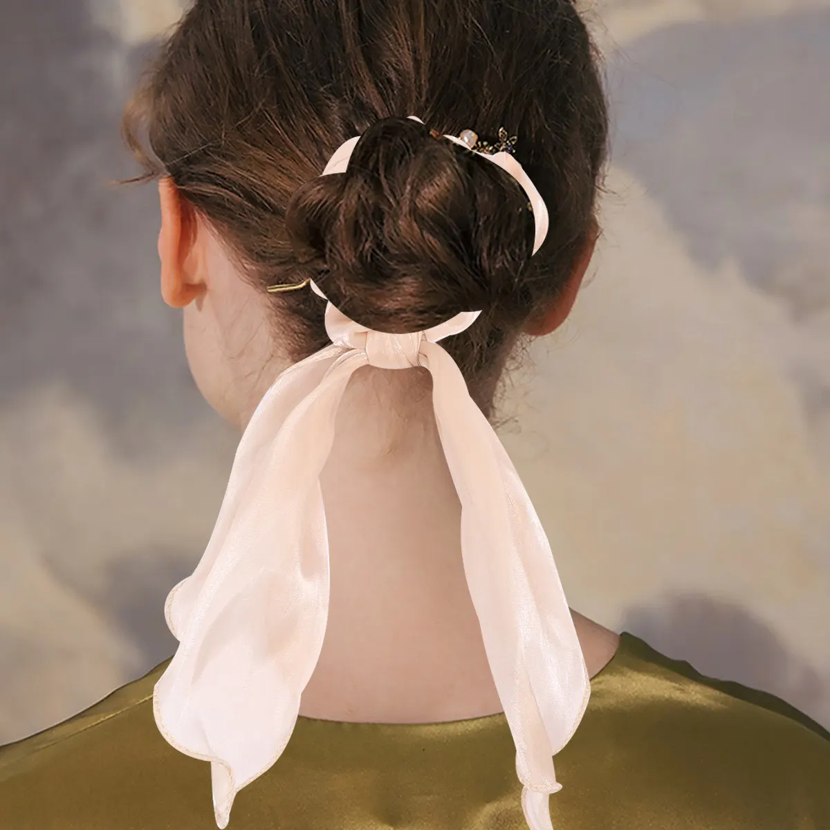 

2 шт. атласных эластичных резинок для волос, однотонные, для длинных хвостиков, повседневные, подарок для девочек