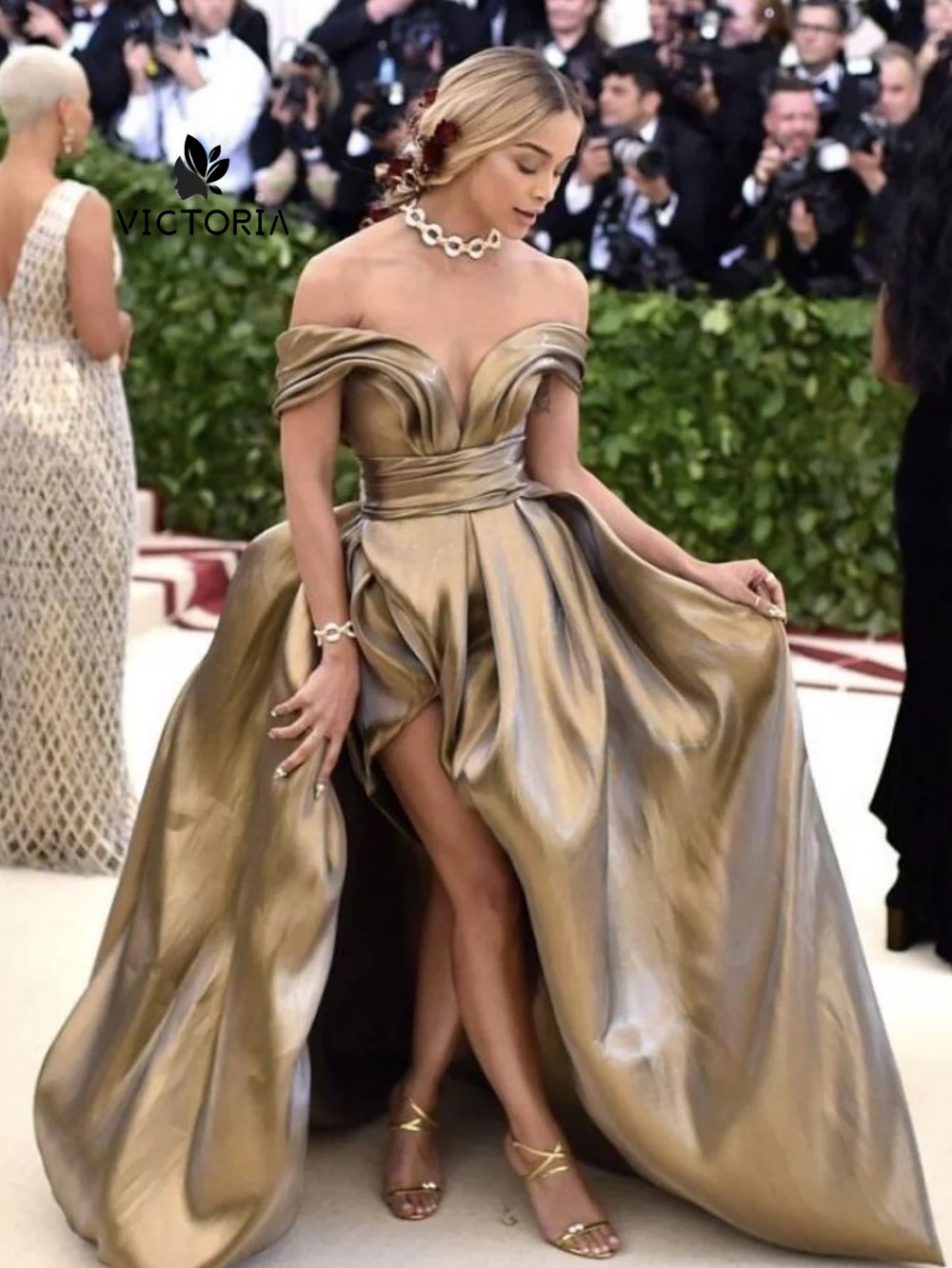 Vestido de noche de Jersey brillante marrón claro elegante sin mangas con cremallera en la espalda vestido de fiesta de Color de contraste personalizado