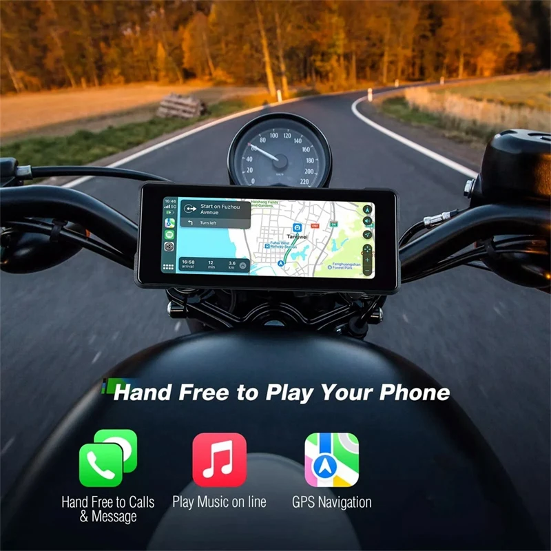 Motorcycle 6.86 Inch Bluetooth Portable Screen GPS Navigation IP68 Waterproof Wireless Carplay Android Auto MP5 Player