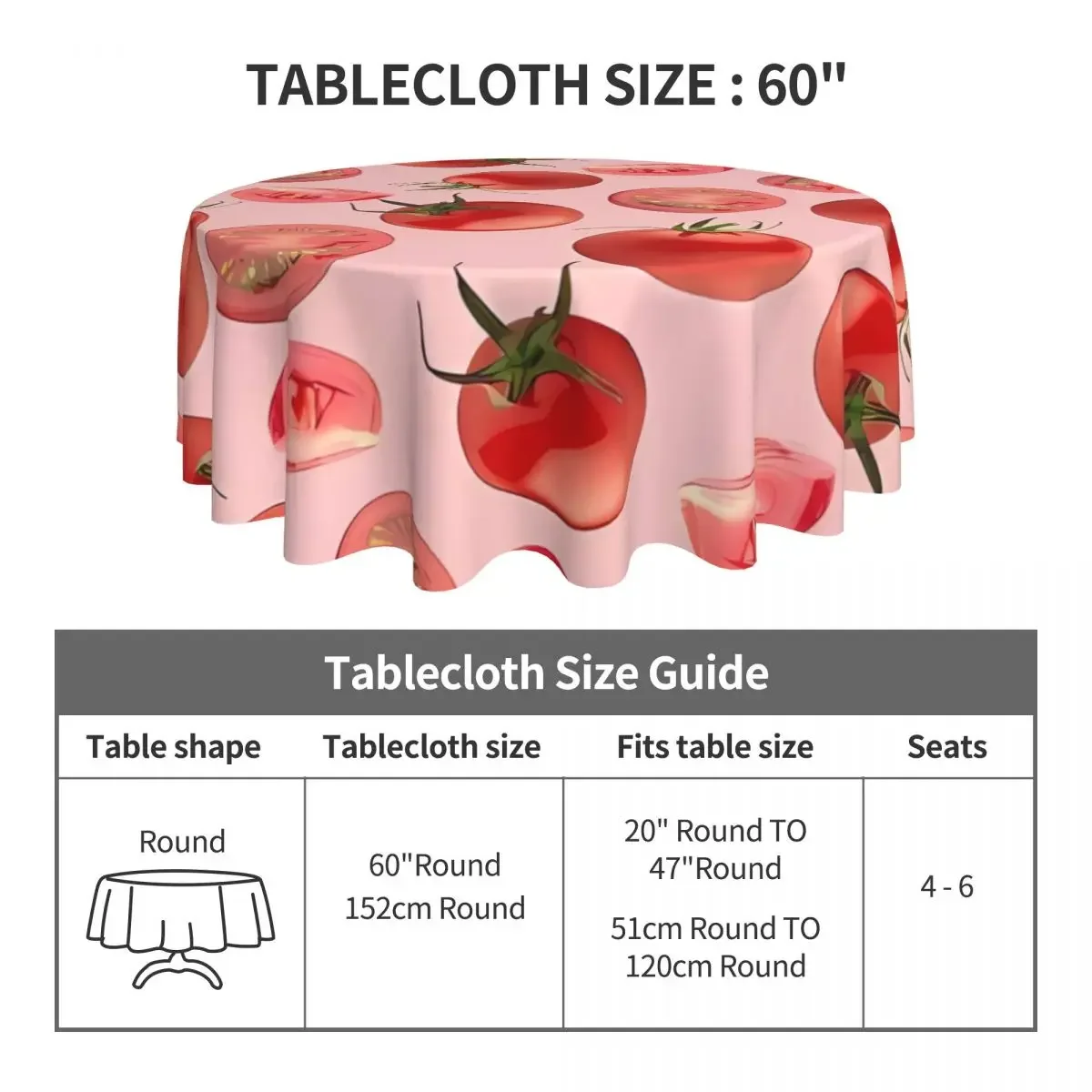 Red Tomato Round Tablecloth Vegetable Protection Table Cloth Retro Banquet Christmas Party Pattern Table Cover