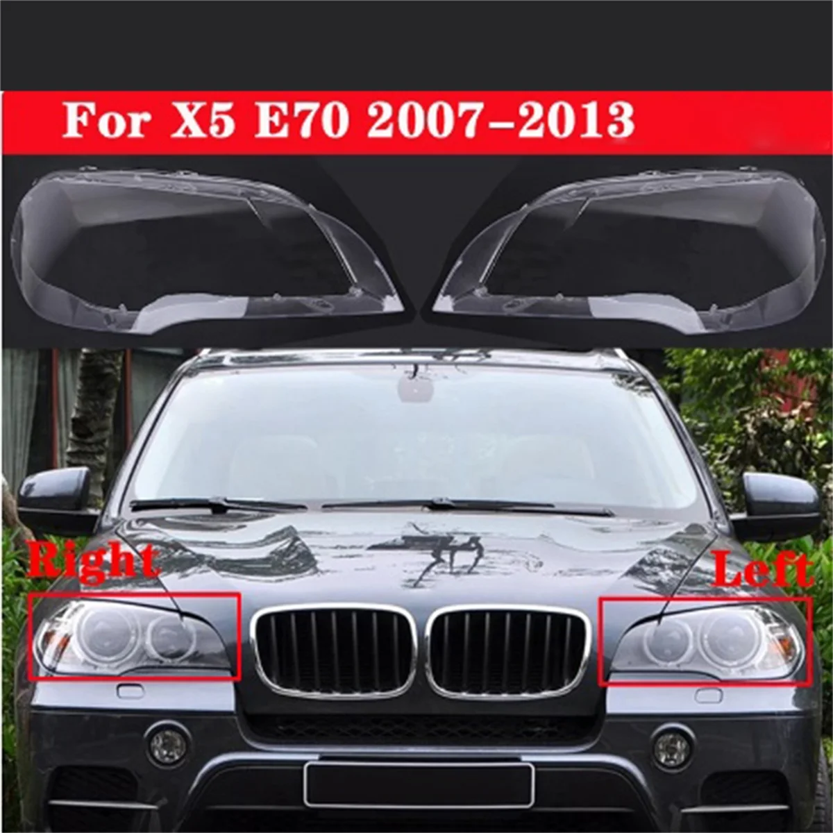 Right Front Headlight Cover Head Light Lamp Lampshade for BMW X5 E70 2007-2013 Headlight Lens Cover 63117288997