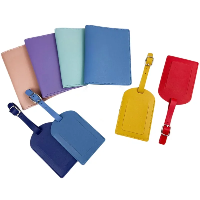 Funda de pasaporte de viaje para hombres y mujeres, portatarjetas de crédito de color sólido, soporte de pasaporte de cuero Pu Simple, estuche