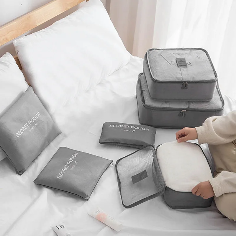 6pcs Set Travel Storage Bags Foldable Portable Luggage Organizer Suitcase Packing Set Storage Cases for Clothes and Shoes - view 6