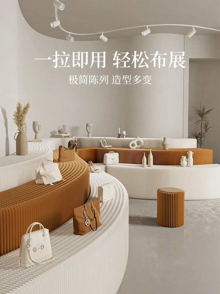 Folding Paper Display Cabinet Stand Paper Display Table Exhibition Product shelves stand wall decoration