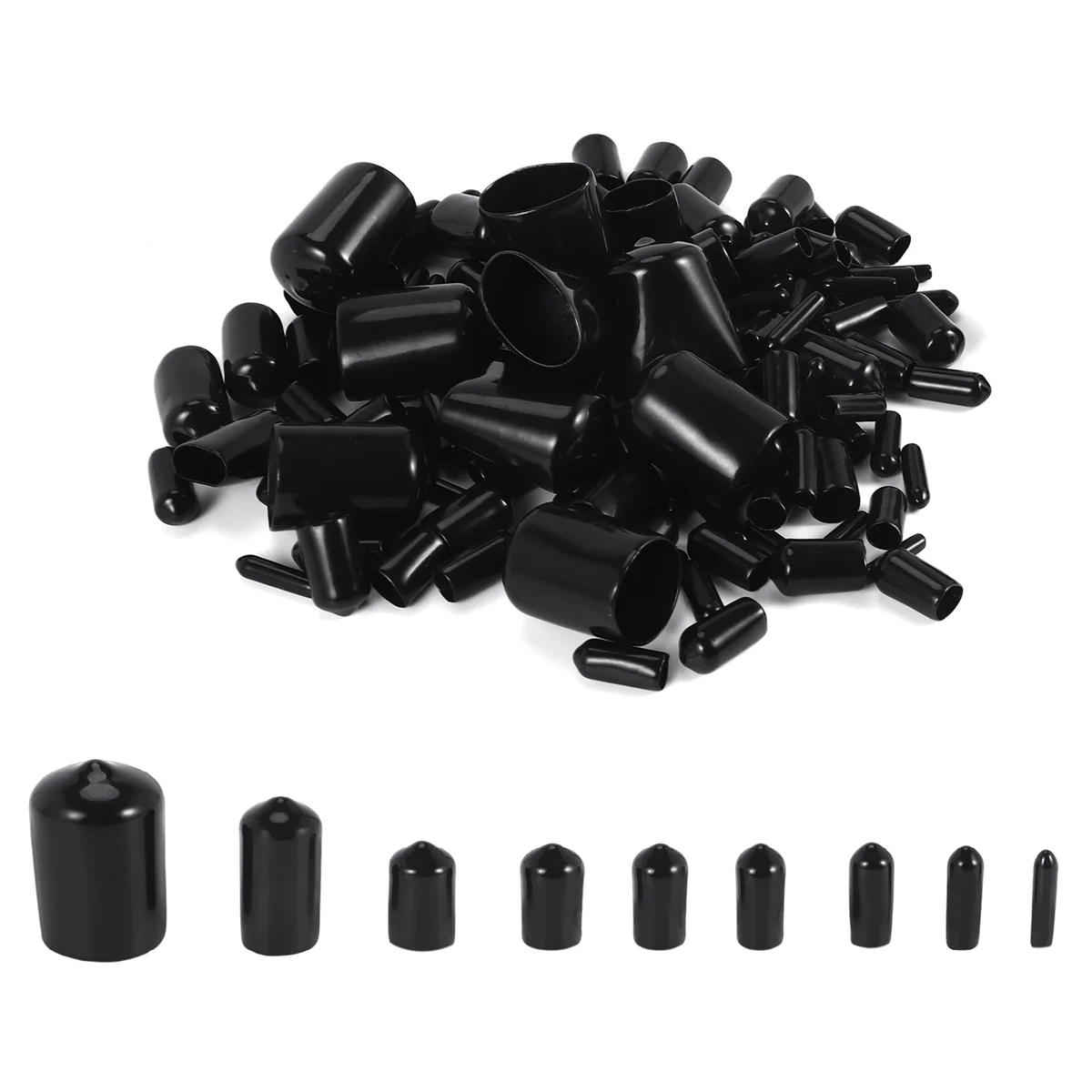 

ABQR 160Pcs Assorted Size Rubber End Caps, Flexible Screw Thread Protector Caps Round Vinyl Bolt Screw Cover Caps in 9 Size