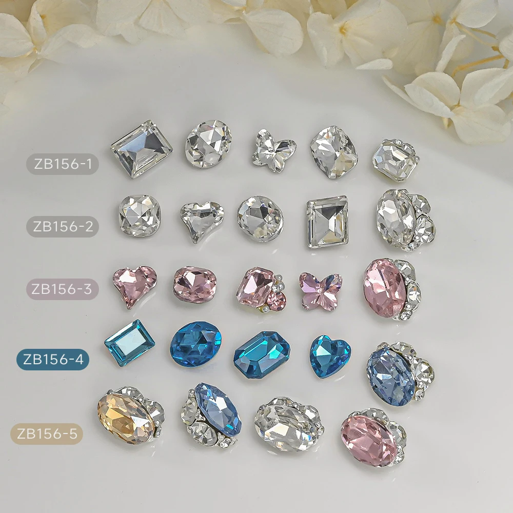 20PCS 3D Irregular Pile Diamond Nail Art Charms Pink/Blue/Clear Crystal Rhinestone Large Stones Manicure Craft Jewels Decoration