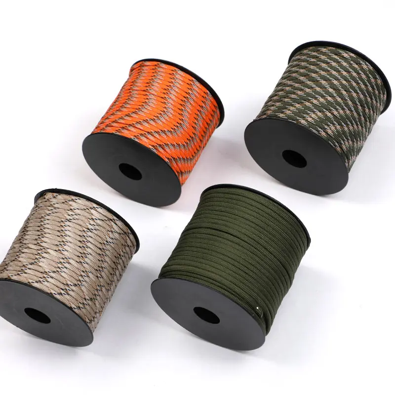 Corde de parapluie à 7 brins 100, 4mm, militaire, extérieur, polyester, parachute, camping, survie, tente, corde à linge, 50/550 M