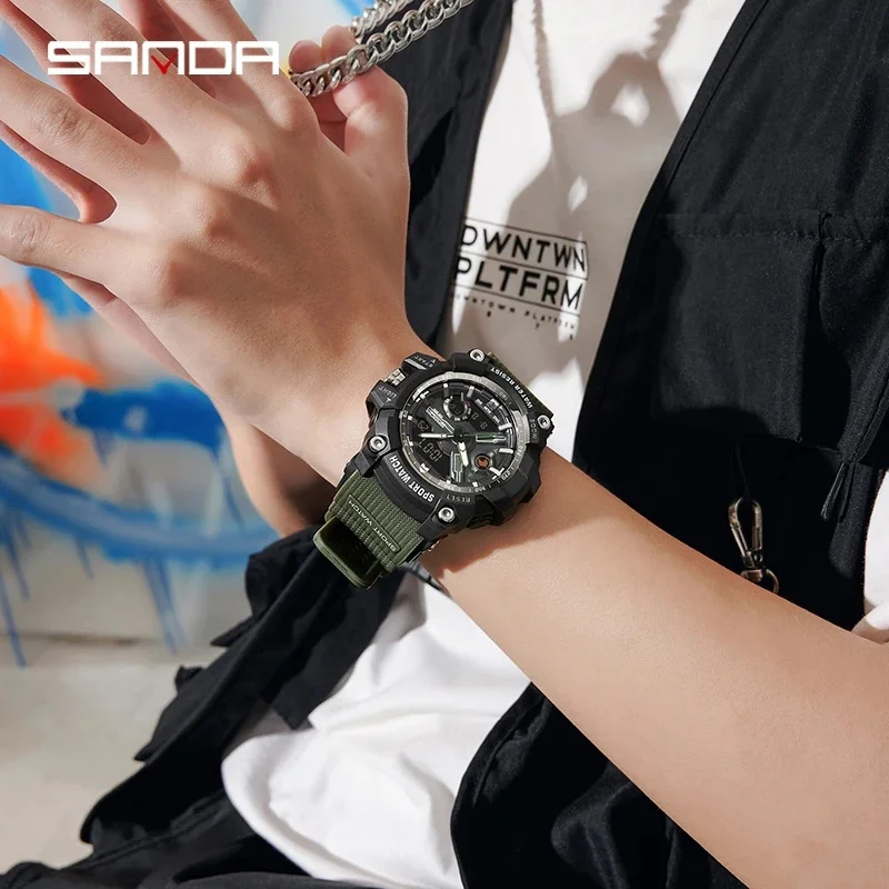 SANDA 3179 New Sports Men\'s Watches 2023 Military Digital Watch Waterproof Wristwatch for Male Clock shock relogios masculino