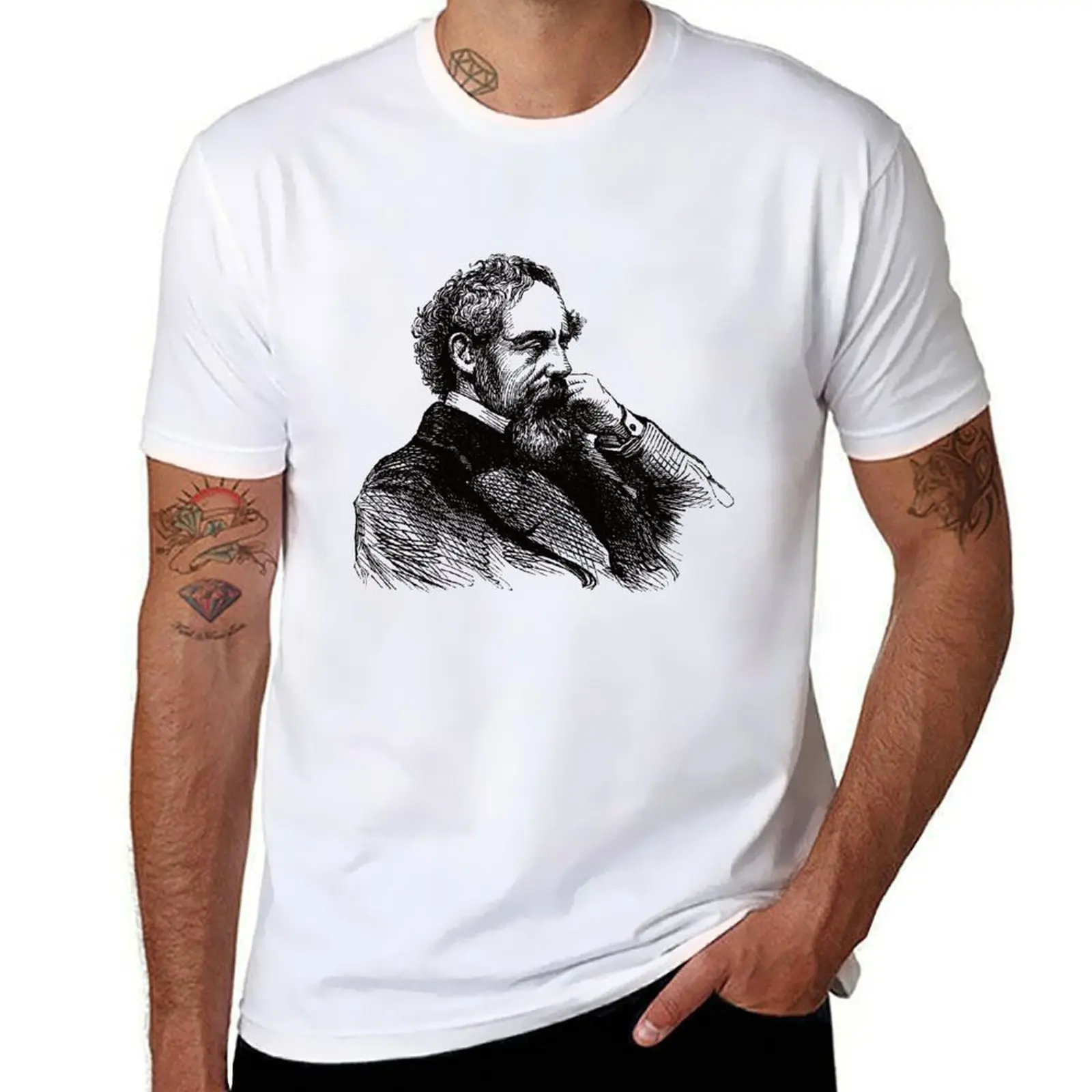 

Drawing Charles Vintage Dickens T-Shirt Big Size Short Sleeve Casual Top
