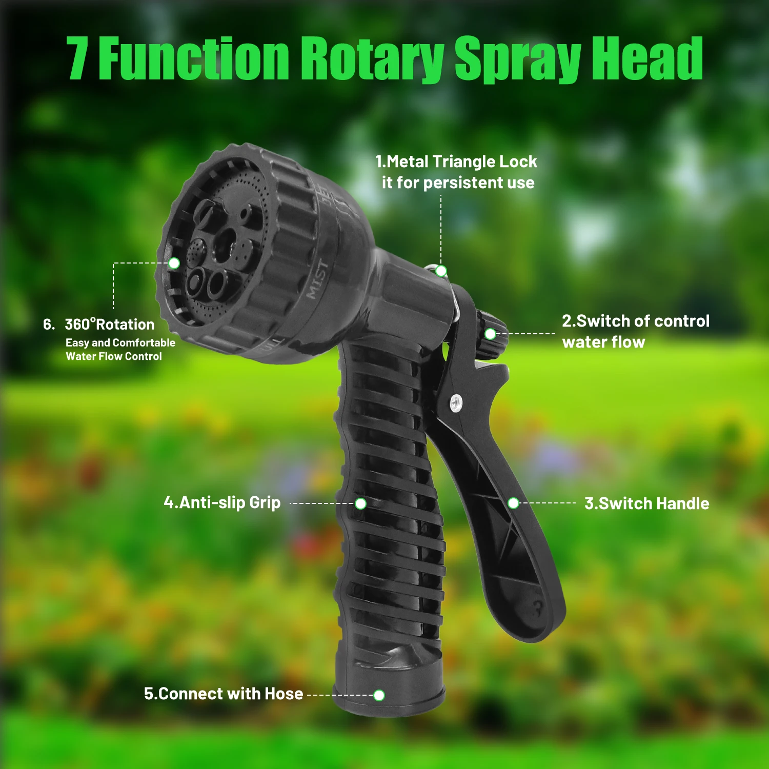 GardenJoy Garden Hose Outdoor Water Hose 3/4 in. x 100 ft. Expandable Hose with 7 Function Spray Nozzle Flexible Water Hose