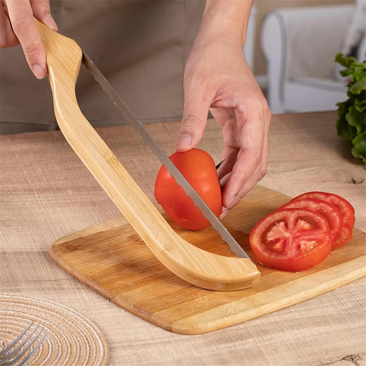 Cuchillo de arco de pan de madera, cuchillo dentado de 15,8 pulgadas con mango de madera, rebanador de pan para pan casero, cortador de pan de masa fermentada